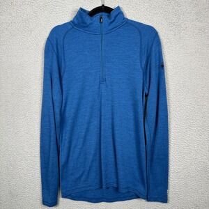 Smartwool Base Layer Mens M Blue Merino Wool 1/4 Zip Pullover Washable Outdoor